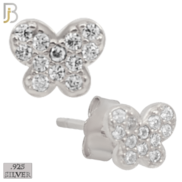 925-ES34 - .925 Sterling Silver Butterfly Zircon Earring Stud image 1