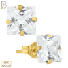 14-ES08SYC - 14K Yellow Gold Earring Stud Push Back Stamping Prong Setting with Square Clear Zircon image 1