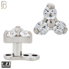 G23-DM21 - G23 Titanium Anchor with Surgical Steel Three Round Clear CZ in Triangle Dermal Top image 0