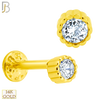 14-LB56 - 14k Yellow Gold 16g Labret with Round CZ Bezel Setting image 1