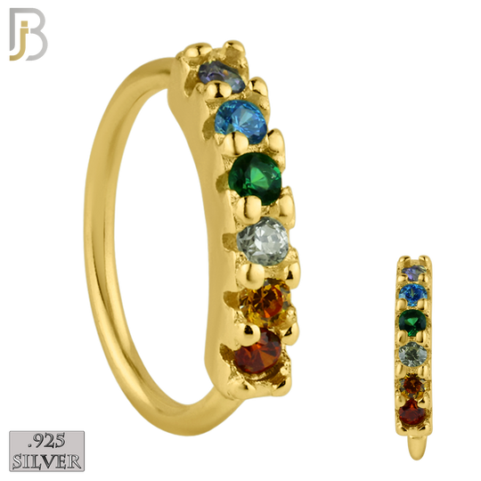 925-CT12 - 925 Sterling Silver wide 22g Thickness 6 Zircon Prong Setting Hoops Piercing (PACK OF 6) image 5