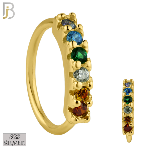 925-CT12 - 925 Sterling Silver wide 22g Thickness 6 Zircon Prong Setting Hoops Piercing (PACK OF 6) image 5