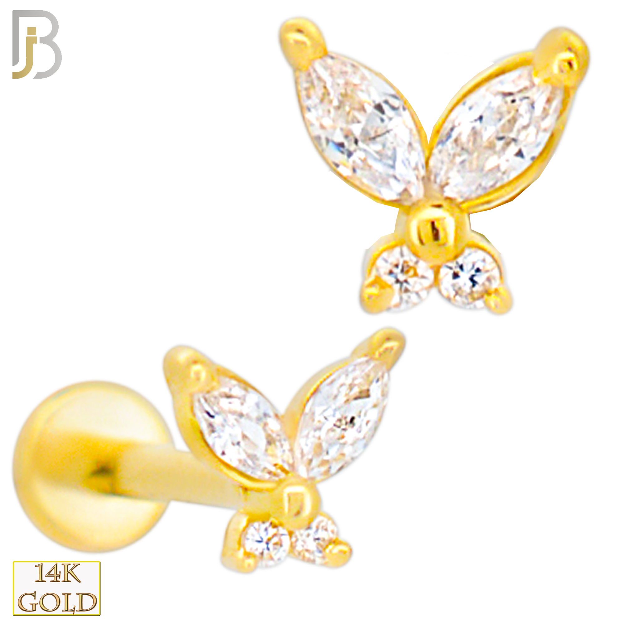 14-LB110 - 14k Yellow Gold Butterfly Labret image 0