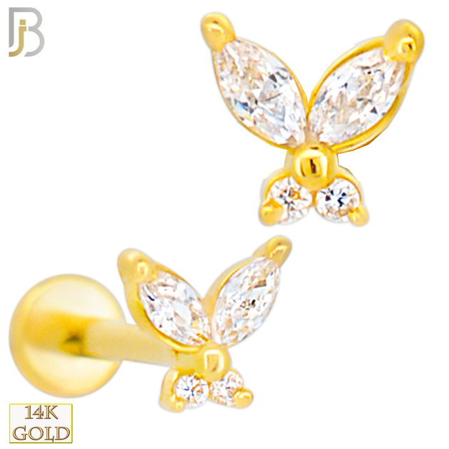 14-LB110 - 14k Yellow Gold Butterfly Labret image 0