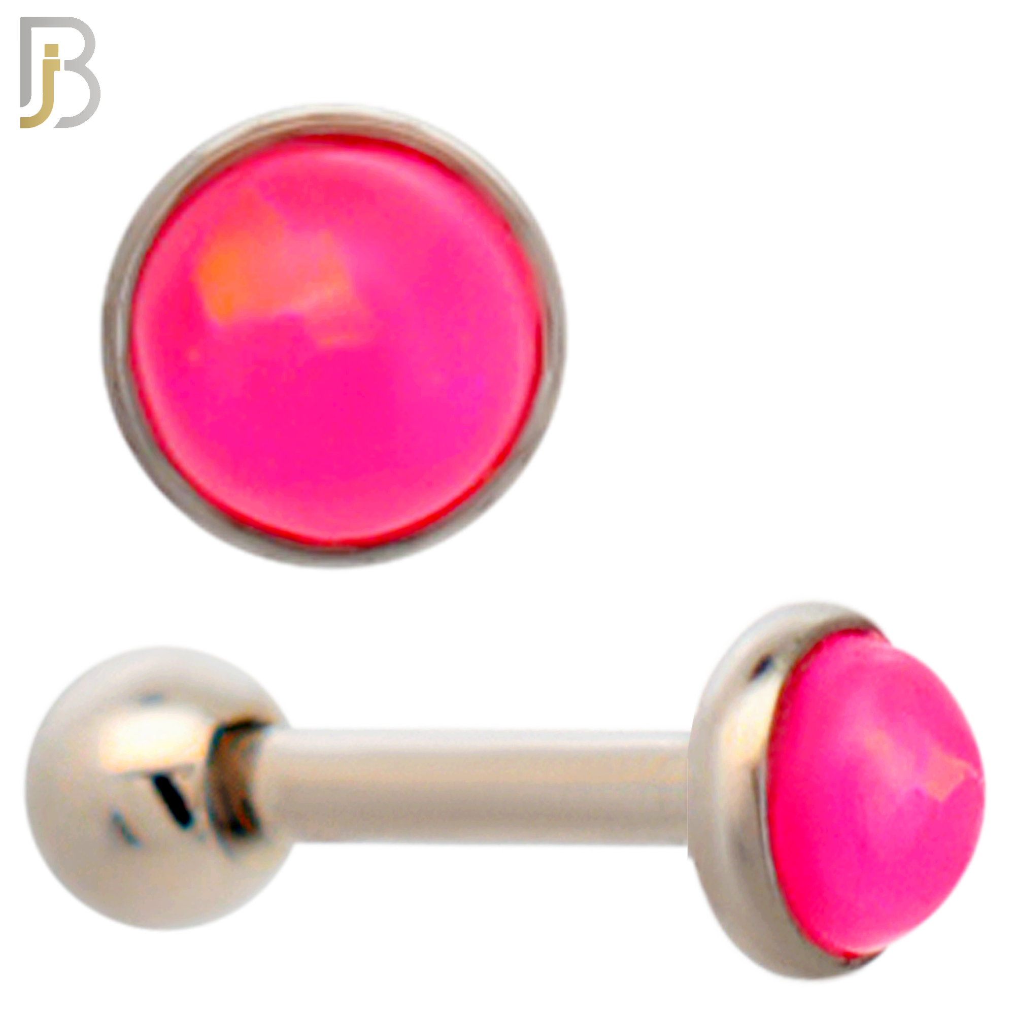 TB120SP - 316L Stainless Steel Opal Pink Bezel Tragus/Cartilage Barbell (Pack of 6) image 2