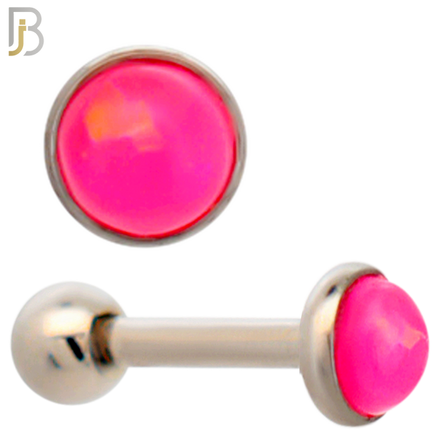 TB120SP - 316L Stainless Steel Opal Pink Bezel Tragus/Cartilage Barbell (Pack of 6) image 2