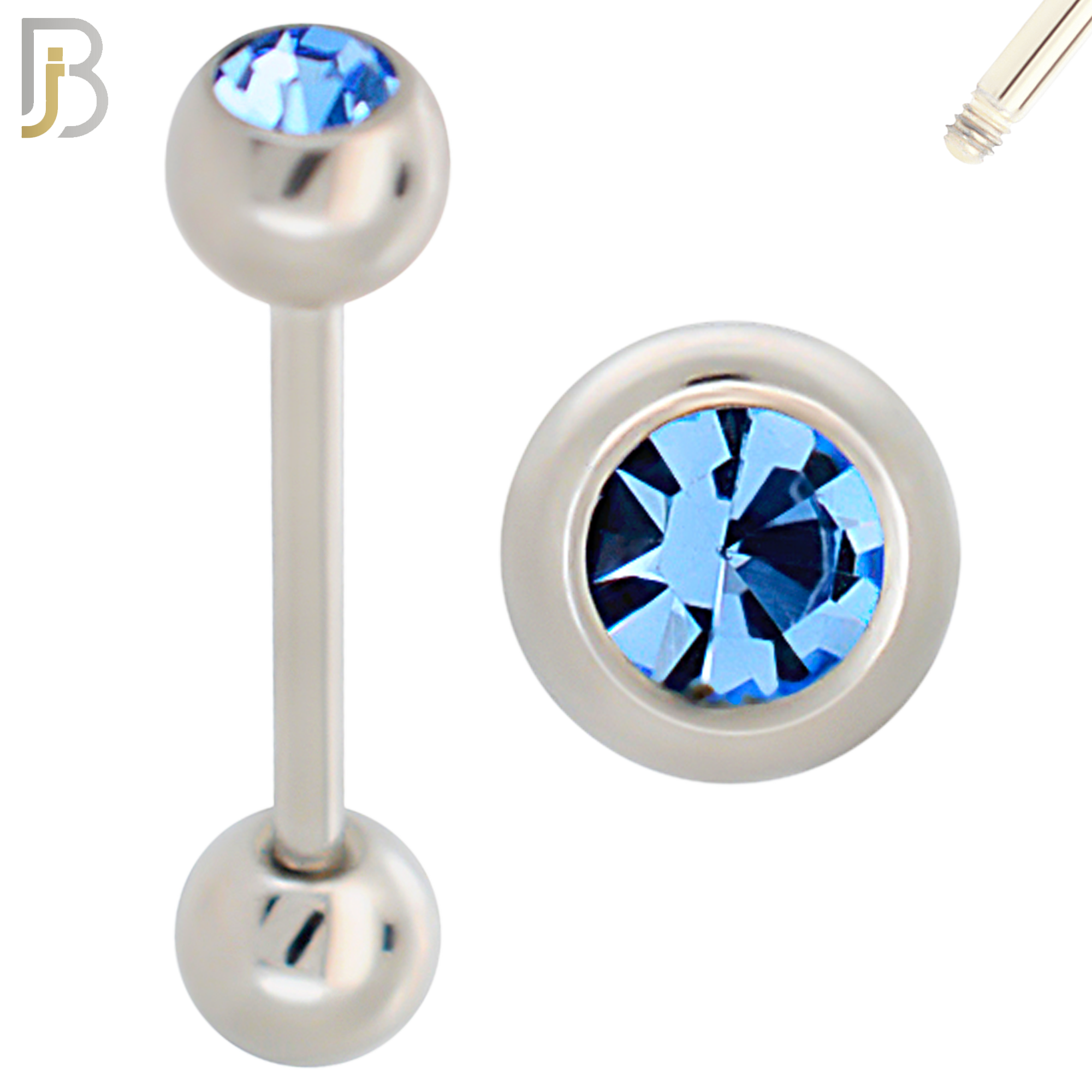 BB05S-6 - 316L Surgical Steel Screw Barbell with 6mm Bezel Ball External Threaded (PACK OF 6) image 3