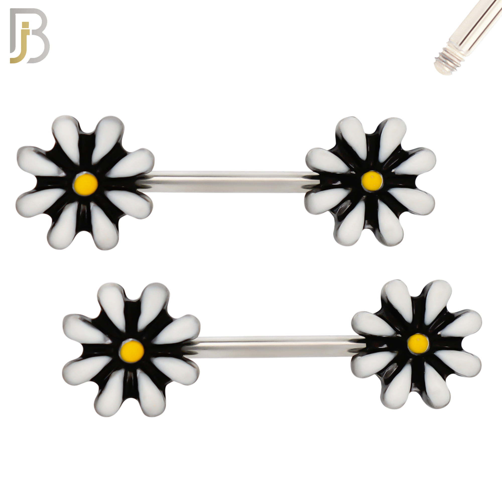 NP08 - 316L Surgical Steel Screw Daisy Design Nipple Ring Piercing image 3