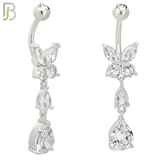 N0123 - Steel - 316L Stainless Steel Butterfly with Pear Shaped CZ with 5mm Screw Ball image 1