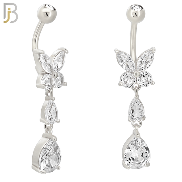 N0123 - Steel - 316L Stainless Steel Butterfly with Pear Shaped CZ with 5mm Screw Ball image 1