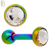 TB118RBC -  Multicolor Plated Clear CZ 316L Stainless Steel Bezel Tragus/Cartilage Barbell (PACK OF 6) image 2
