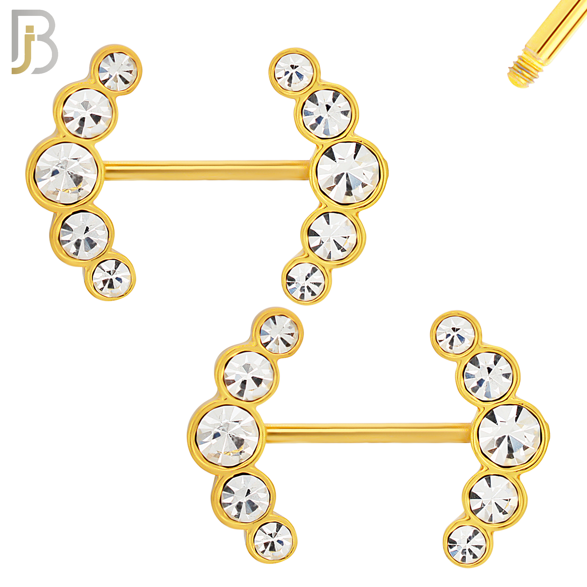 NP23 - 316L Surgical Steel Screw Double Sided Alloy Anchor with Zircon Pair image 5