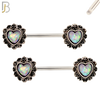NP17 - 316L Surgical Steel Screw Heart Opal Nipple Ring Piercing image 2