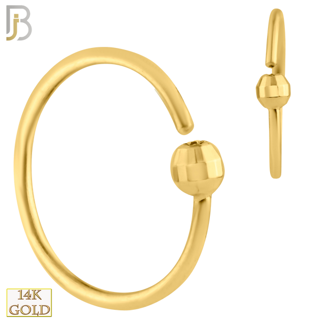 14-CT01 - 20g Thickness - 14k Solid Gold Fixed Disco Ball Bead Hoops Piercing Twist to Open image 0