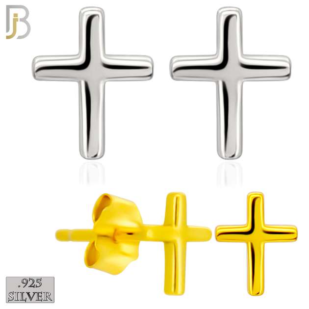 925-ES463 - 925 Sterling Silver Cross Design Earrings (Butterfly Backing) image 0
