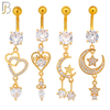 PK-N004 - 316L Surgical Steel Different Designs Dangle Belly Rings - Pack of 16 image 2