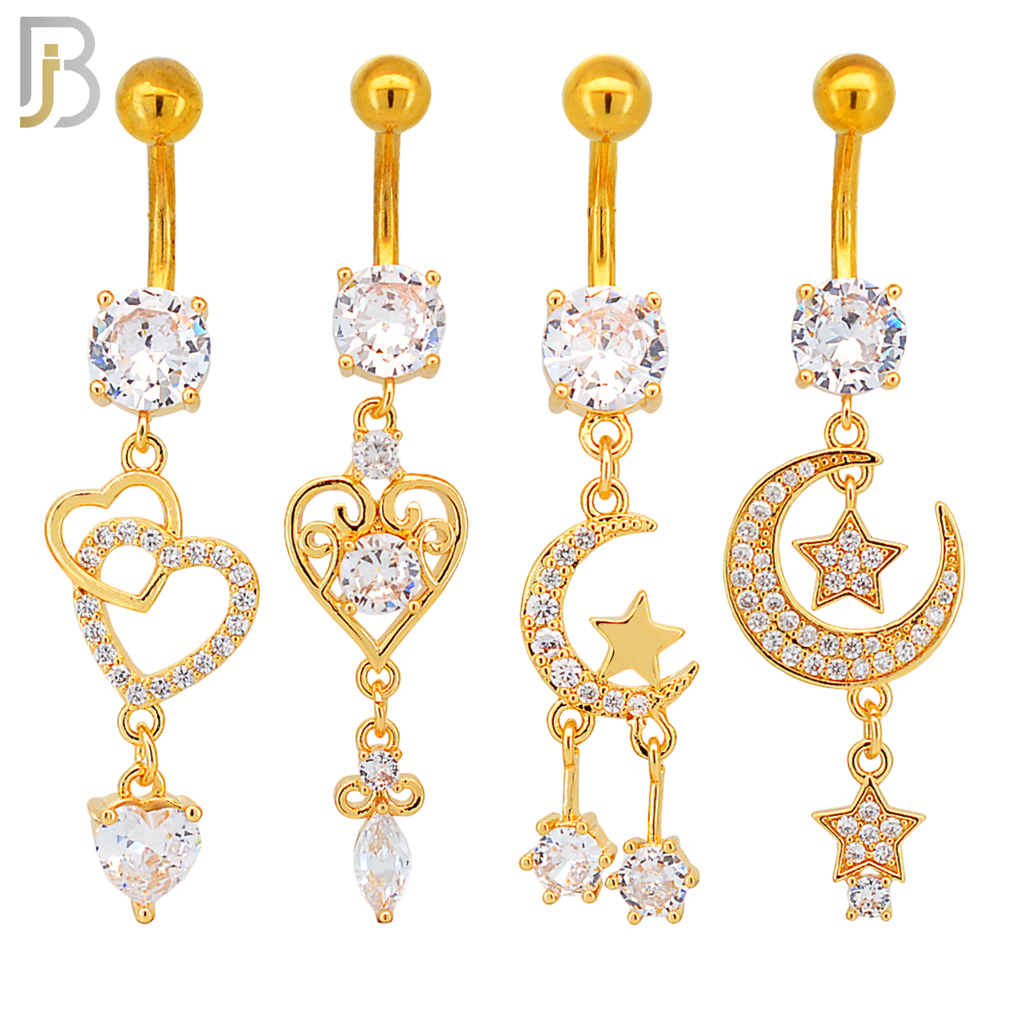 PK-N004 - 316L Surgical Steel Different Designs Dangle Belly Rings - Pack of 16 image 2