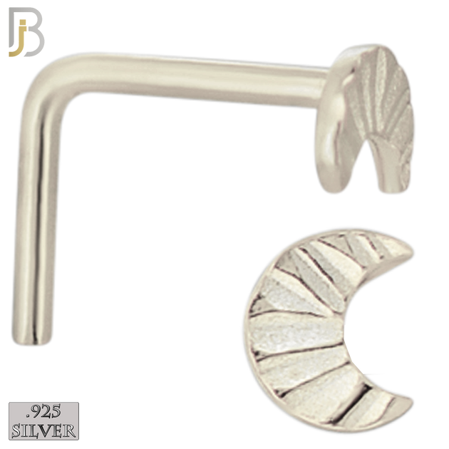 925-NR23LGS - 925 Sterling Silver Crescent Moon Design L Shape Nose Ring (Pack of 6) image 1