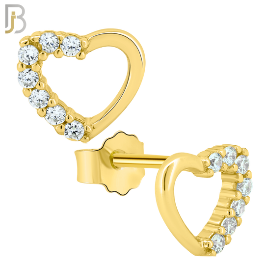 925-ES57 - .925 Sterling Silver Hollow Heart Zircon Earring Stud image 2