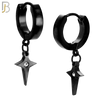ES102 - 316L Stainless Steel Dangling Cross Spike with Bezel Zircon Huggies Clip On image 2