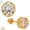 14-ES42YC - 14k Yellow Gold Screw Back Round CZ Bezel Stud Earrings image 1