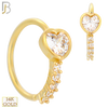 14-CT115 - 14K Solid Gold Hoops with Heart Shaped CZ in Bezel Setting with 5 Line CZ image