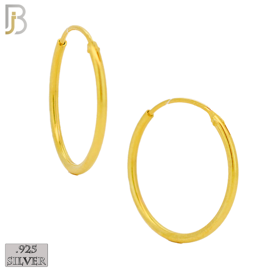 925-ES310G - .925 Sterling Silver in Gold Plating Plain Hoop Earrings - 25mm image