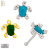 925-NR122B - 925 Silver Nose Bone Turtle Shape with Enamel  - Pack of 6 image 0