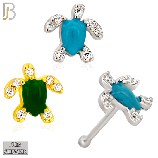 925-NR122B - 925 Silver Nose Bone Turtle Shape with Enamel  - Pack of 6 image 0