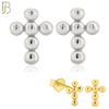 925-ES232 – .925 Sterling Silver Beaded Cross Earring Stud image 0
