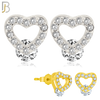 925-ES206 - Push Back - .925 Sterling Silver Heart Design Earring Stud with Clear Zircon image 0
