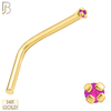 14-NR10YPS-22 -  22g - 14k Yellow Gold L-Shaped Nose Ring with Pink Sapphire in Prong Setting - 1mm image
