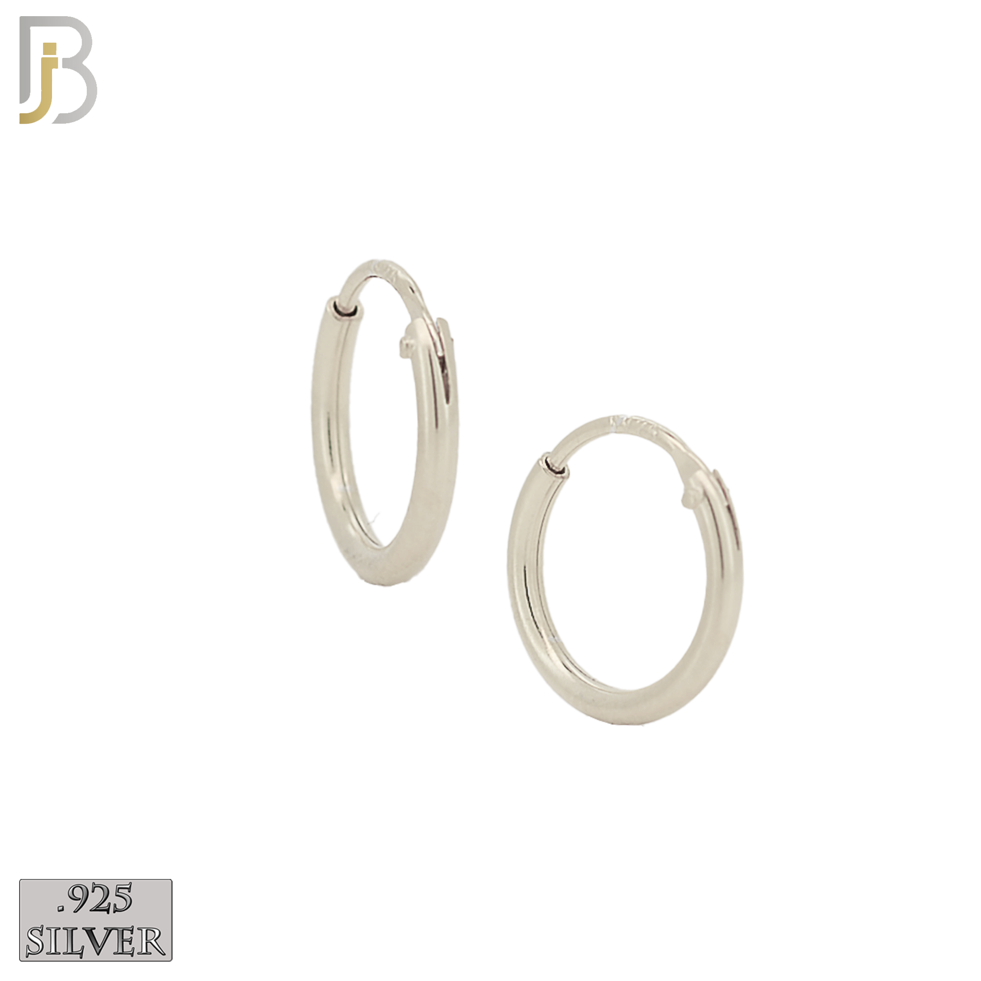 925-ES310S - .925 Sterling Silver Plain Hoop Earrings image 2