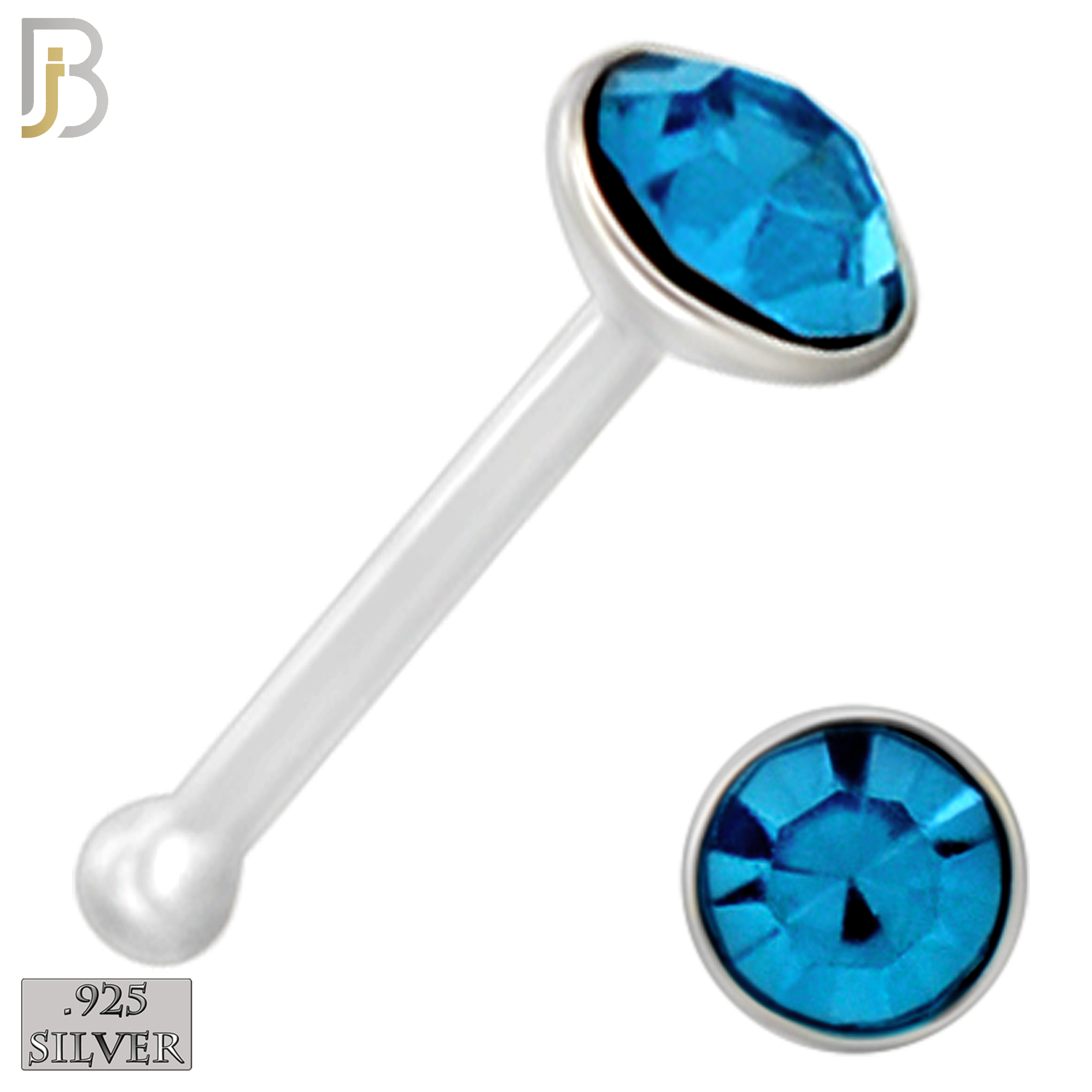 925-PK-NR04S-1A - 2.5mm Assorted CZ 22g Thickness 925 Sterling Silver Nose Bones Press Fit, Packages Pack of 120 image 7