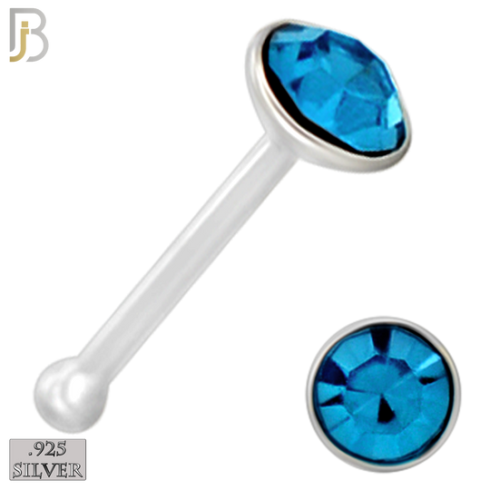 925-PK-NR04S-1A - 2.5mm Assorted CZ 22g Thickness 925 Sterling Silver Nose Bones Press Fit, Packages Pack of 120 image 7