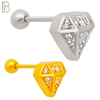 TB86 - 316L Stainless Steel Diamond Shaped with CZ Tragus/Cartilage Barbell (PACK OF 6) image 0