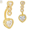 NB57 - 316L Stainless Steel Heart Shaped Clear Zircon Banana Belly Ring image 2
