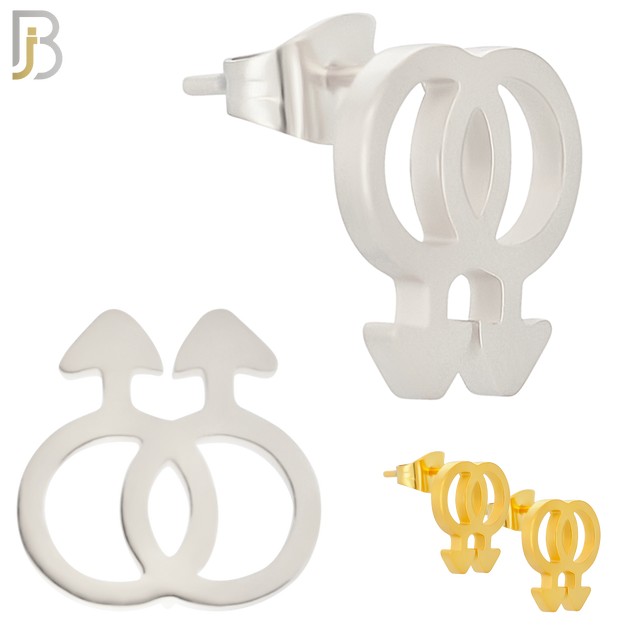ES09 - 316L Stainless Steel LGBT Gay Symbol Gender Design Earring Stud image 0