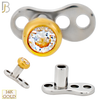 14-G23-DM03 - 14k Titanium Anchor with 14k Gold Top Bezel Set Clear Cubic Zirconia Dermal - Internally Threaded image 4