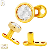 14-G23G-DM03 - G23 Titanium Gold Plated Anchor with 14k Gold Top with Bezel Set Rose Cut Lab Diamond Dermal - Internally Threaded image 2
