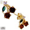 925-ES446 - 925 Sterling Silver Two Cherries Earring with Multi Colored Zircon - Push Back image 1