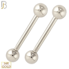 14-NP04 – 14K Solid Gold Plain Ball Barbell Nipple Rings Externally Threaded (Pair) image 1
