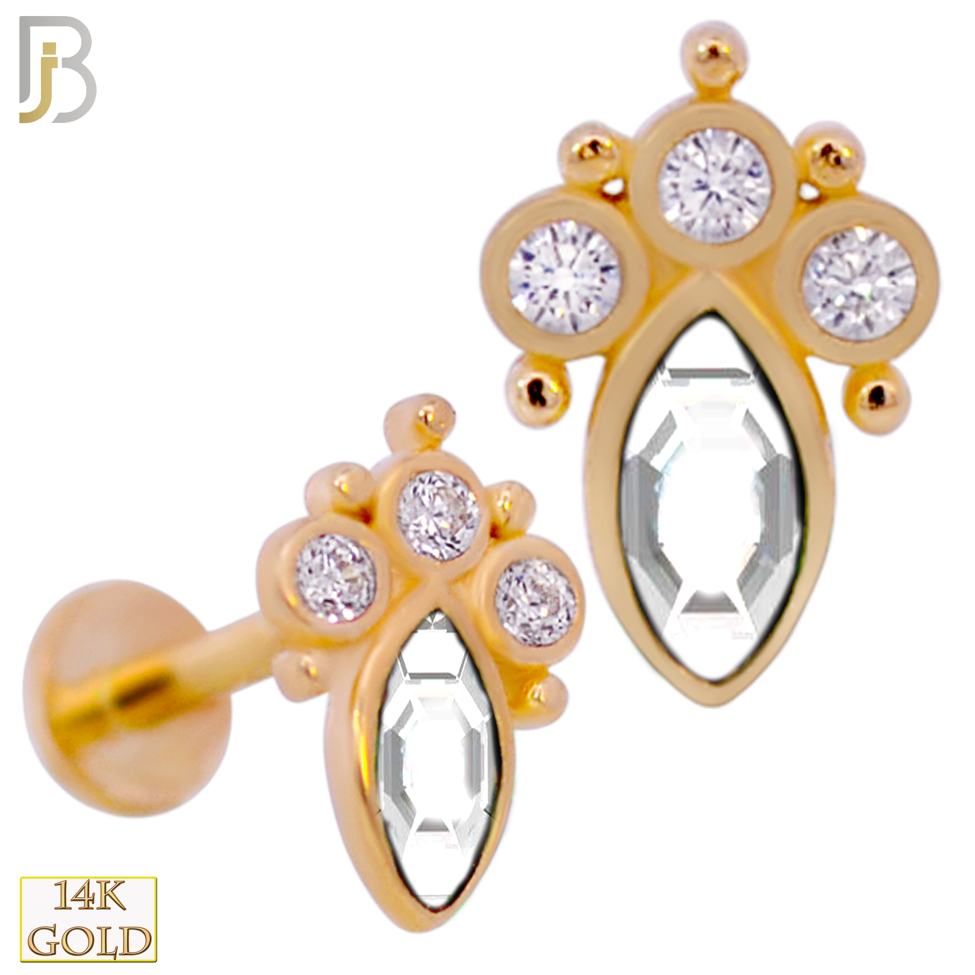 14-LB96 - 14k Yellow Gold Marquise CZ Labret image 3