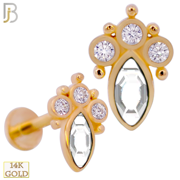 14-LB96 - 14k Yellow Gold Marquise CZ Labret image 3