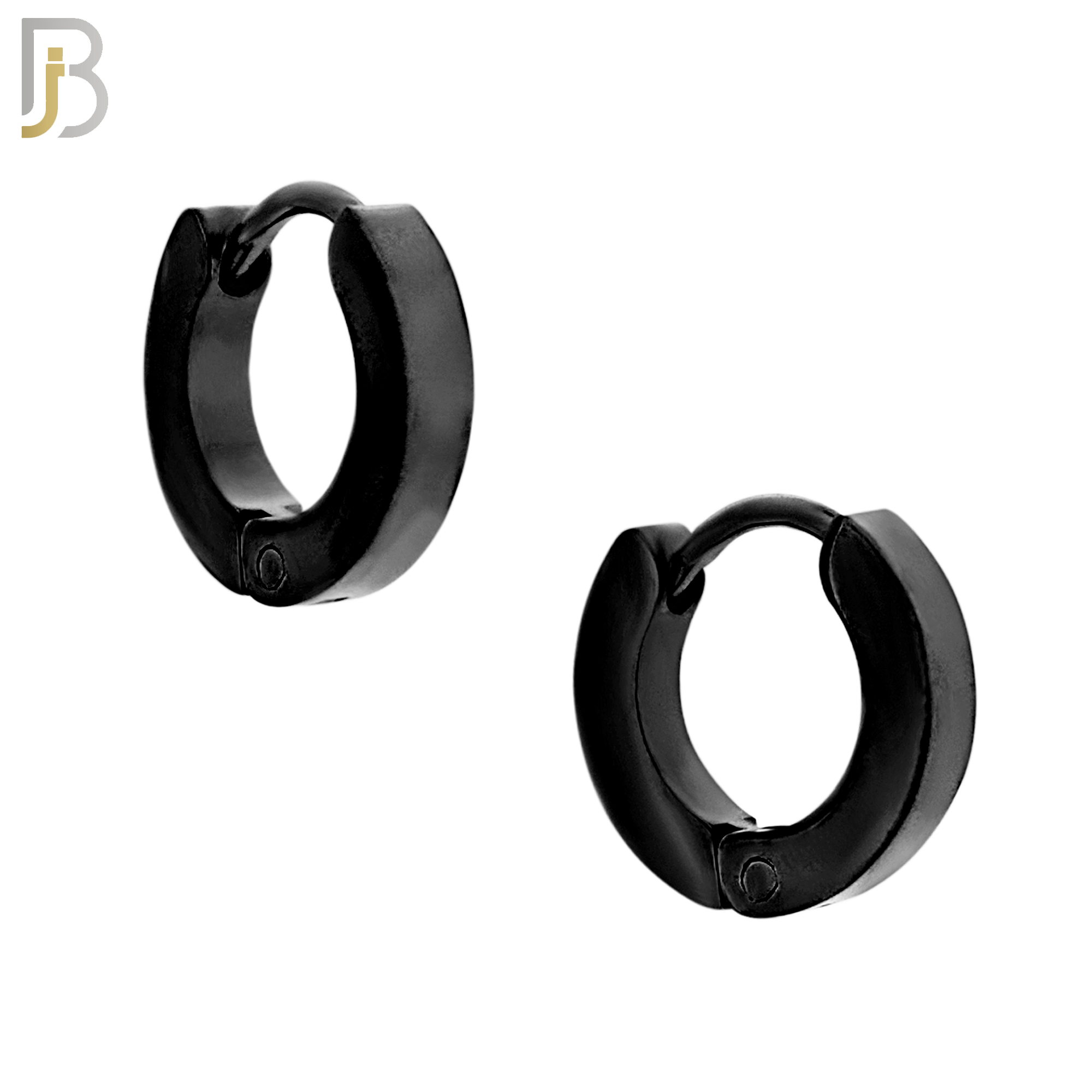 ES85K - 316L Stainless Steel Black Plated Plain Design Huggies Clip On image 1