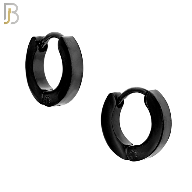 ES85K - 316L Stainless Steel Black Plated Plain Design Huggies Clip On image 1