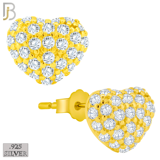 925-ES210 - Push Back - .925 Sterling Silver Heart Stud Earring with Clear Zircon Design image 2