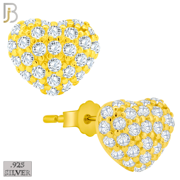 925-ES210 - Push Back - .925 Sterling Silver Heart Stud Earring with Clear Zircon Design image 2