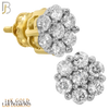 14-ES103LY - 14K Yellow Gold Screw Back Round Flower Design Stud Earrings with LAB Diamonds image 0