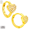 925-ES447 - 925 Sterling Silver Heart Huggies Earring with Zircon image 2